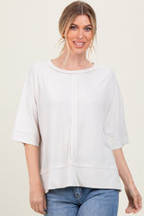 Cream Ribbed Boxy Fit Short Sleeve Maternity Top