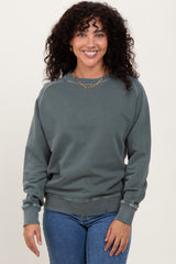 Light Olive French Terry Vintage Wash Maternity Pullover