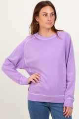 Lavender French Terry Vintage Wash Maternity Pullover