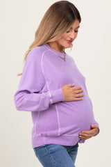 Lavender French Terry Vintage Wash Maternity Pullover