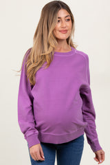 Plum French Terry Vintage Wash Maternity Pullover