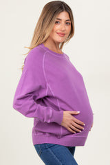 Plum French Terry Vintage Wash Maternity Pullover