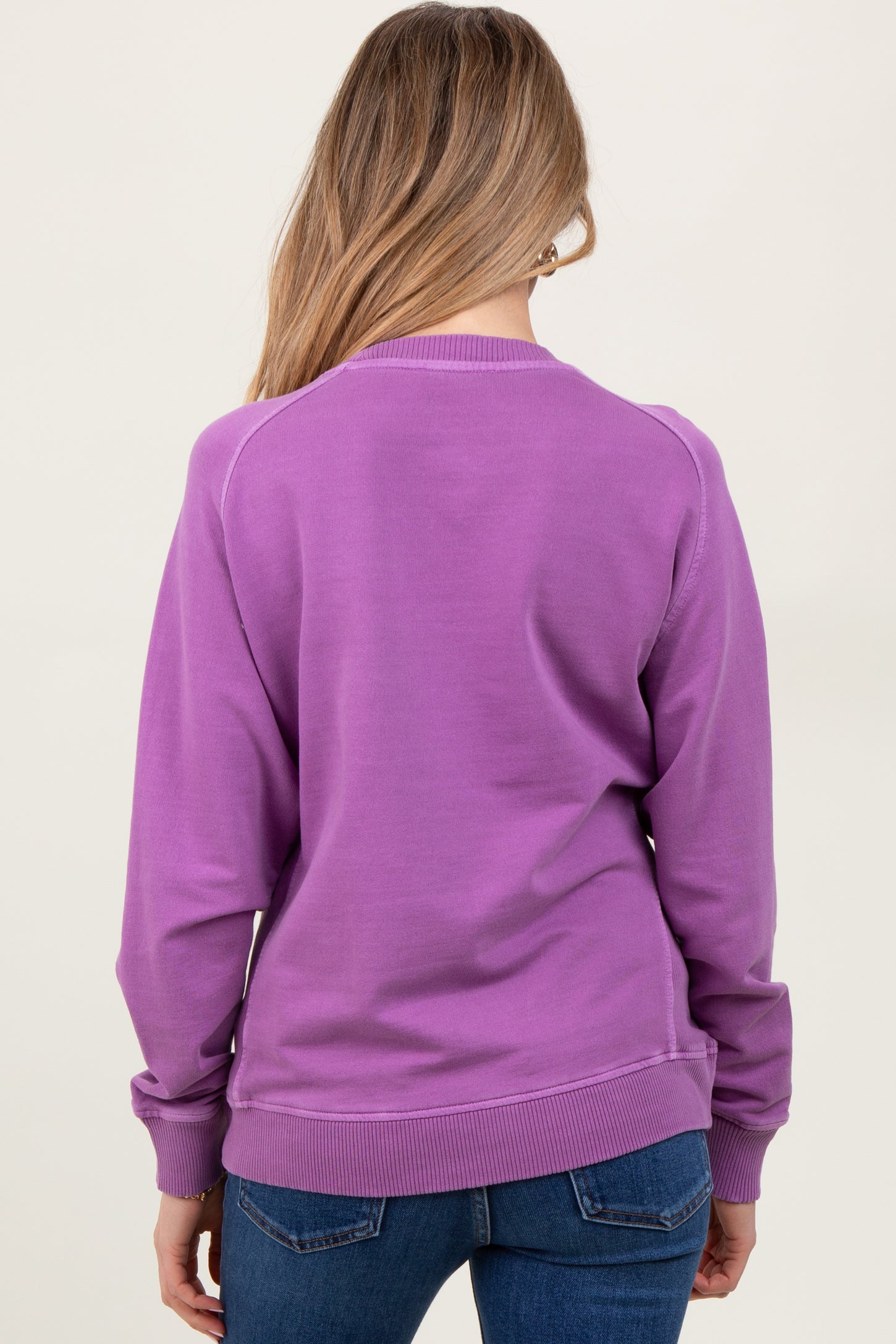 Plum French Terry Vintage Wash Maternity Pullover