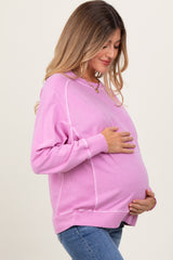 Pink French Terry Vintage Wash Maternity Pullover