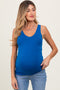 Blue Sleeveless Fitted Maternity Tank Top