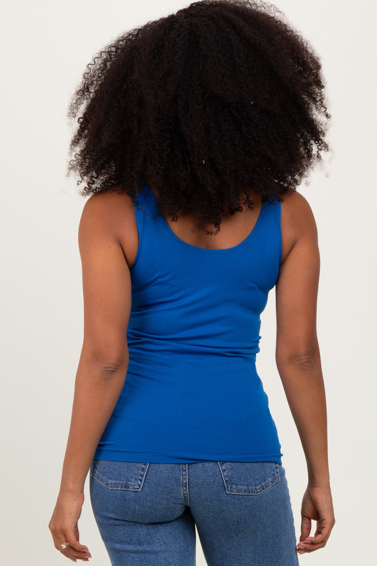 Blue Sleeveless Fitted Tank Top