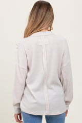 Beige Brushed Ribbed Knit Maternity Pullover