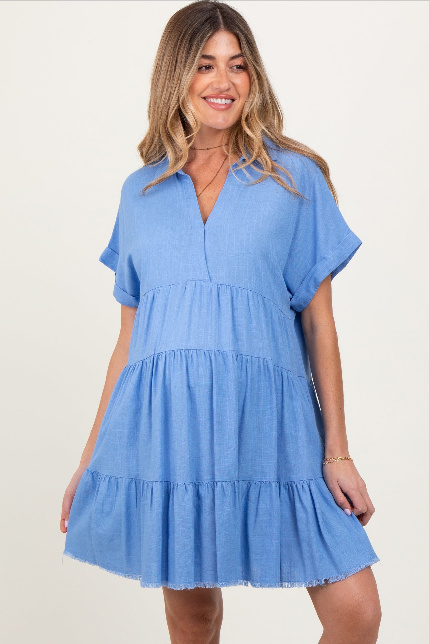 blue linen maternity dress Blue linen dress / Maternity linen dress / Plus size linen dress