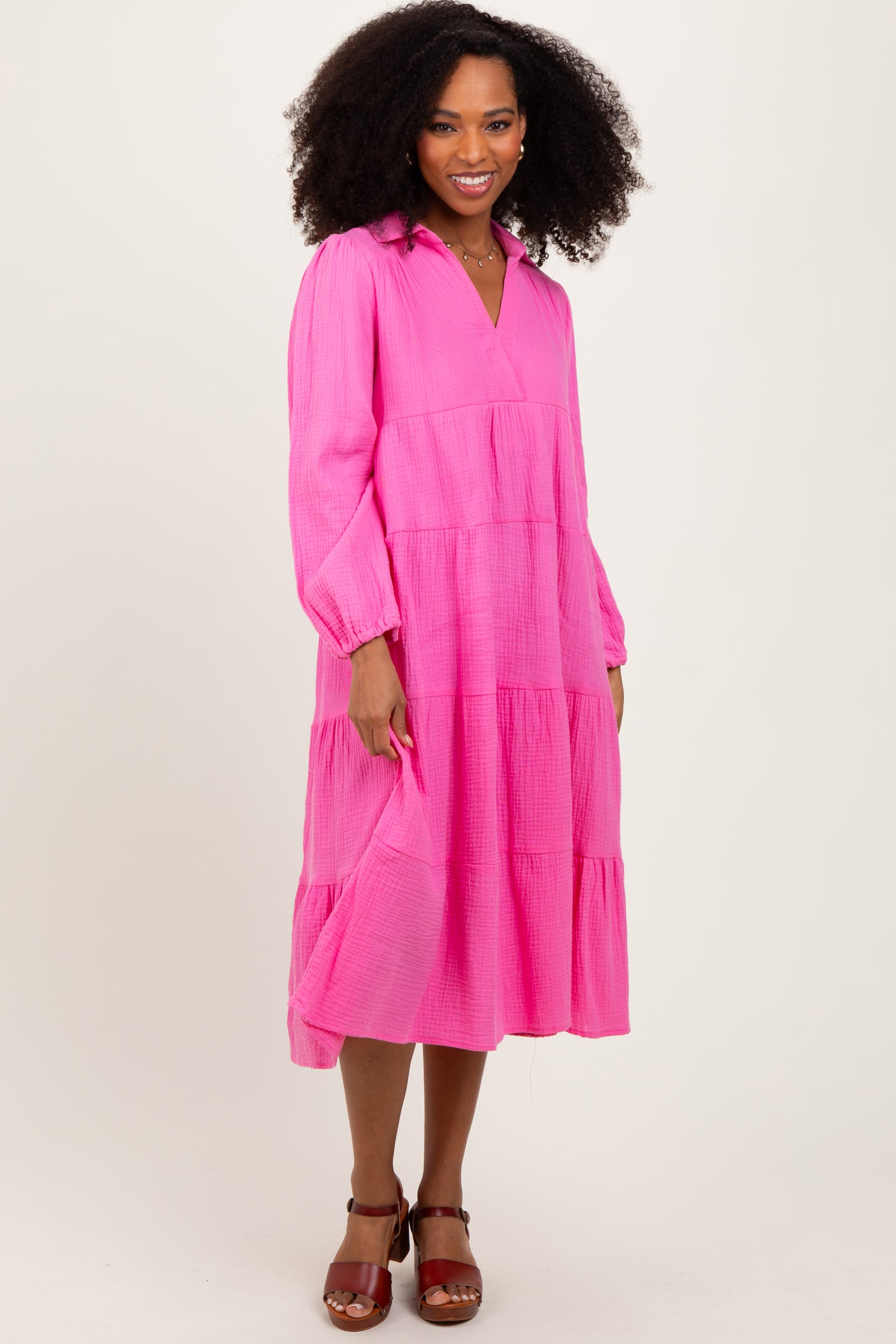 midi fuchsia dress women Lovers and Friends Lucie Midi Dress in Fuchsia