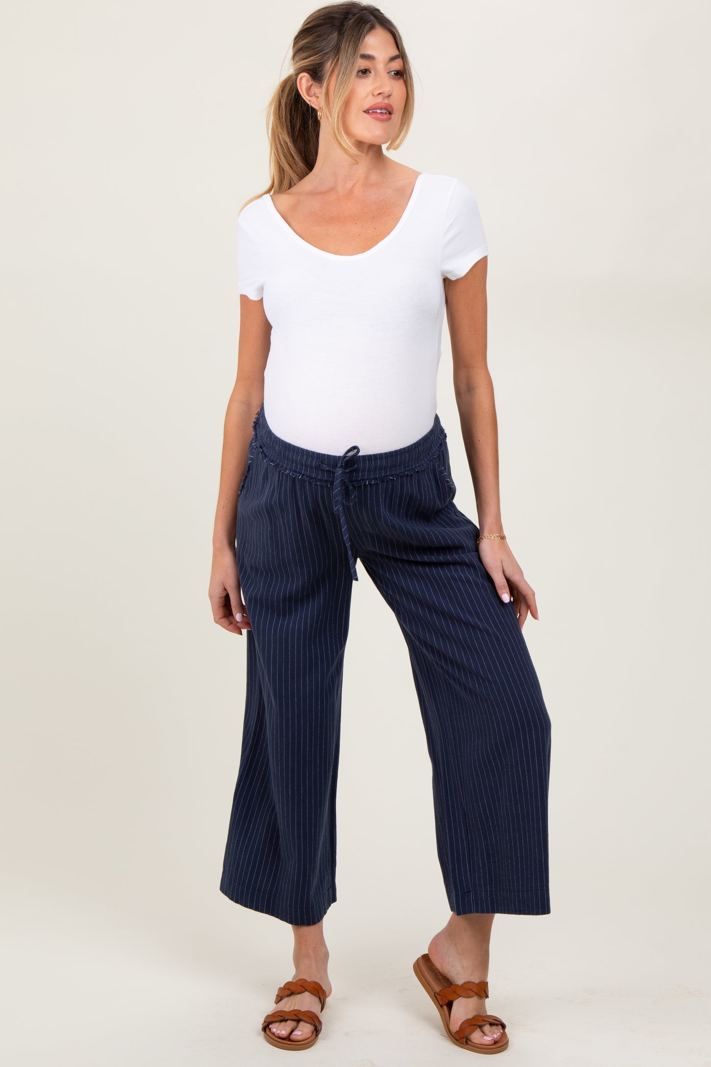 navy blue maternity dress pants Navy Blue Slub Knit Maternity Pants Set
