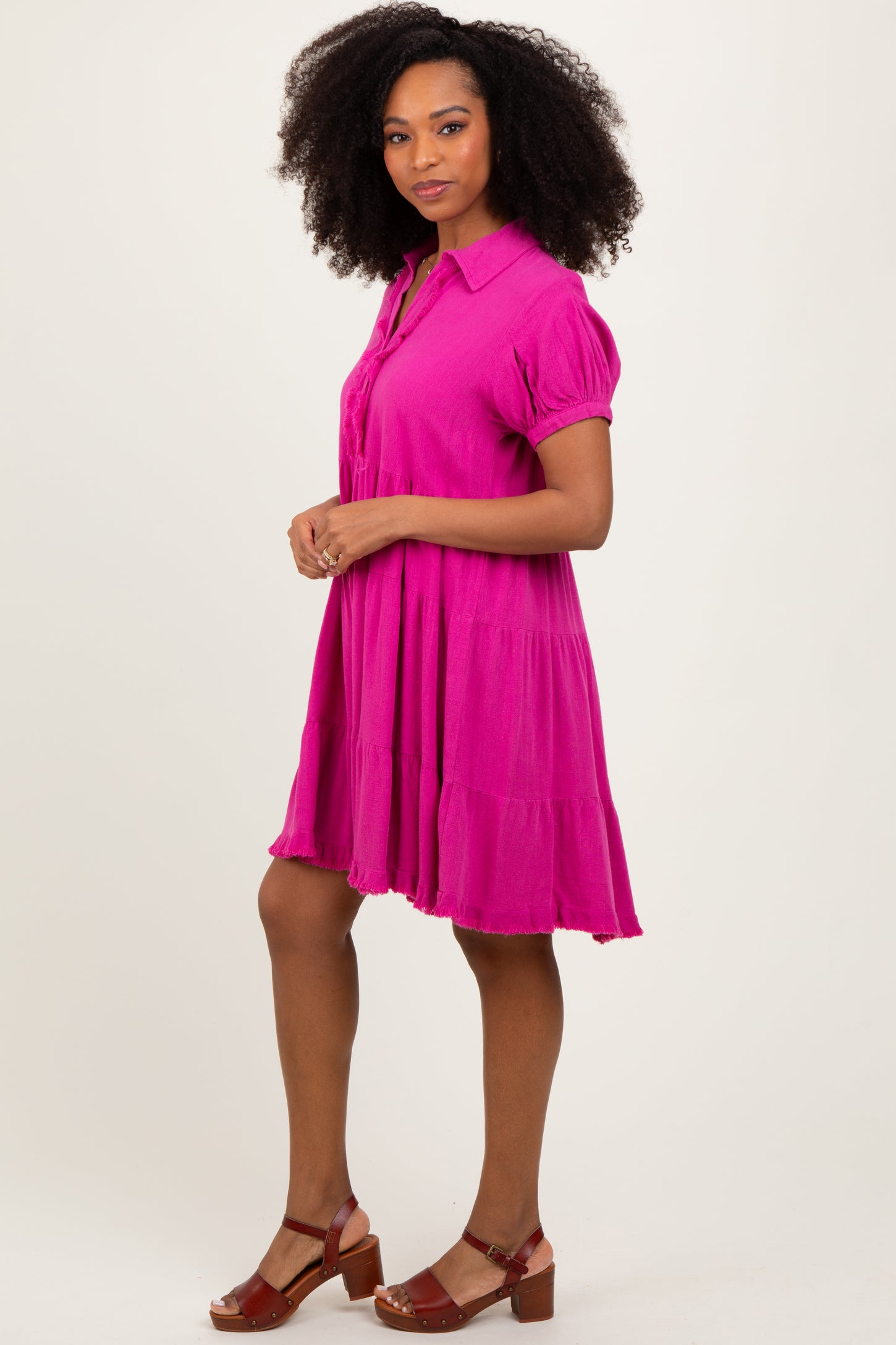 pink linen dress Koa Off Shoulder Mini Pair with flats Women's Everything I Imagined Ivory