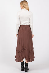 Mocha  Ruffle Tiered Midi Skirt