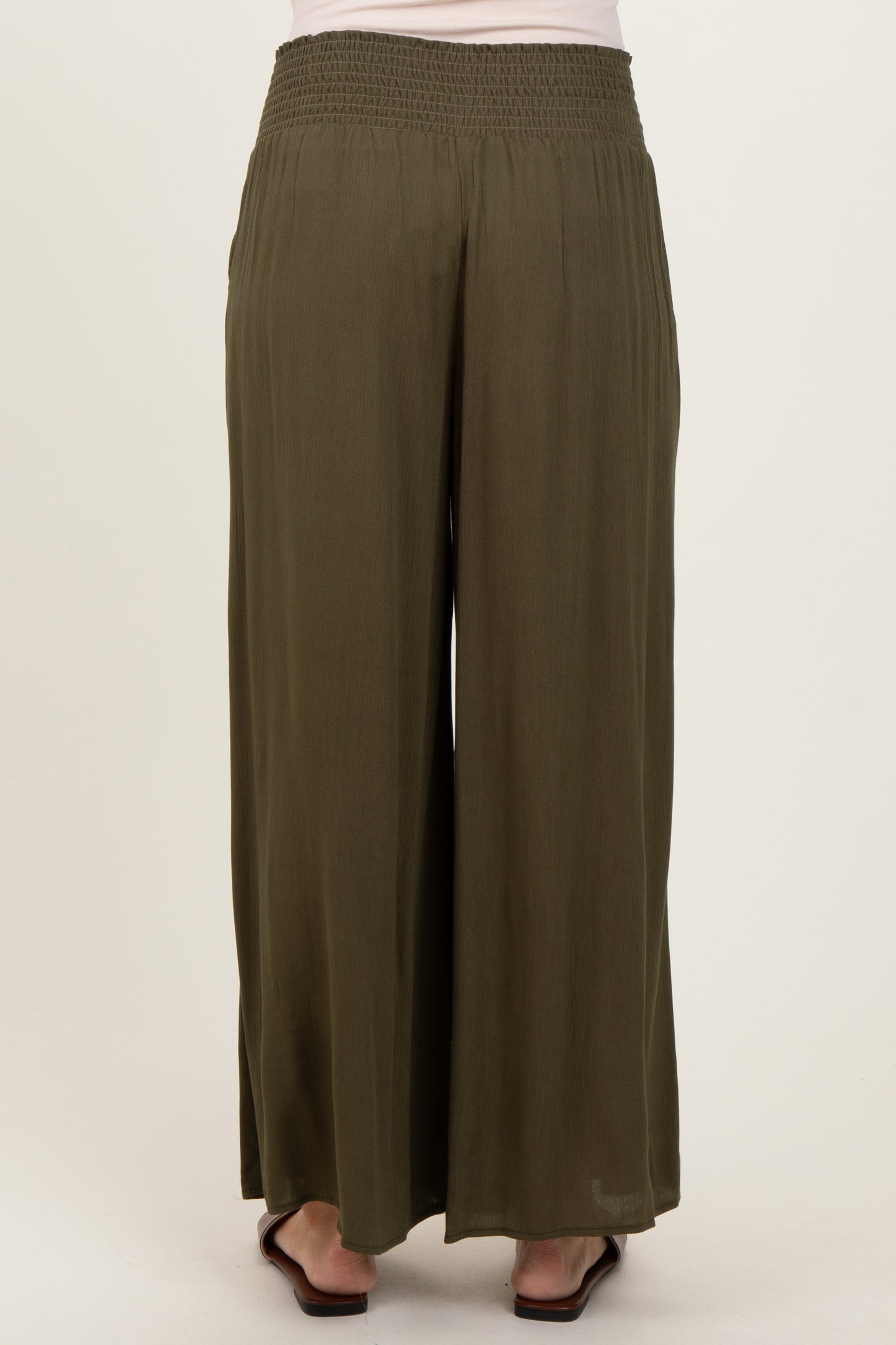 Olive Wide Smock Waist Pants
