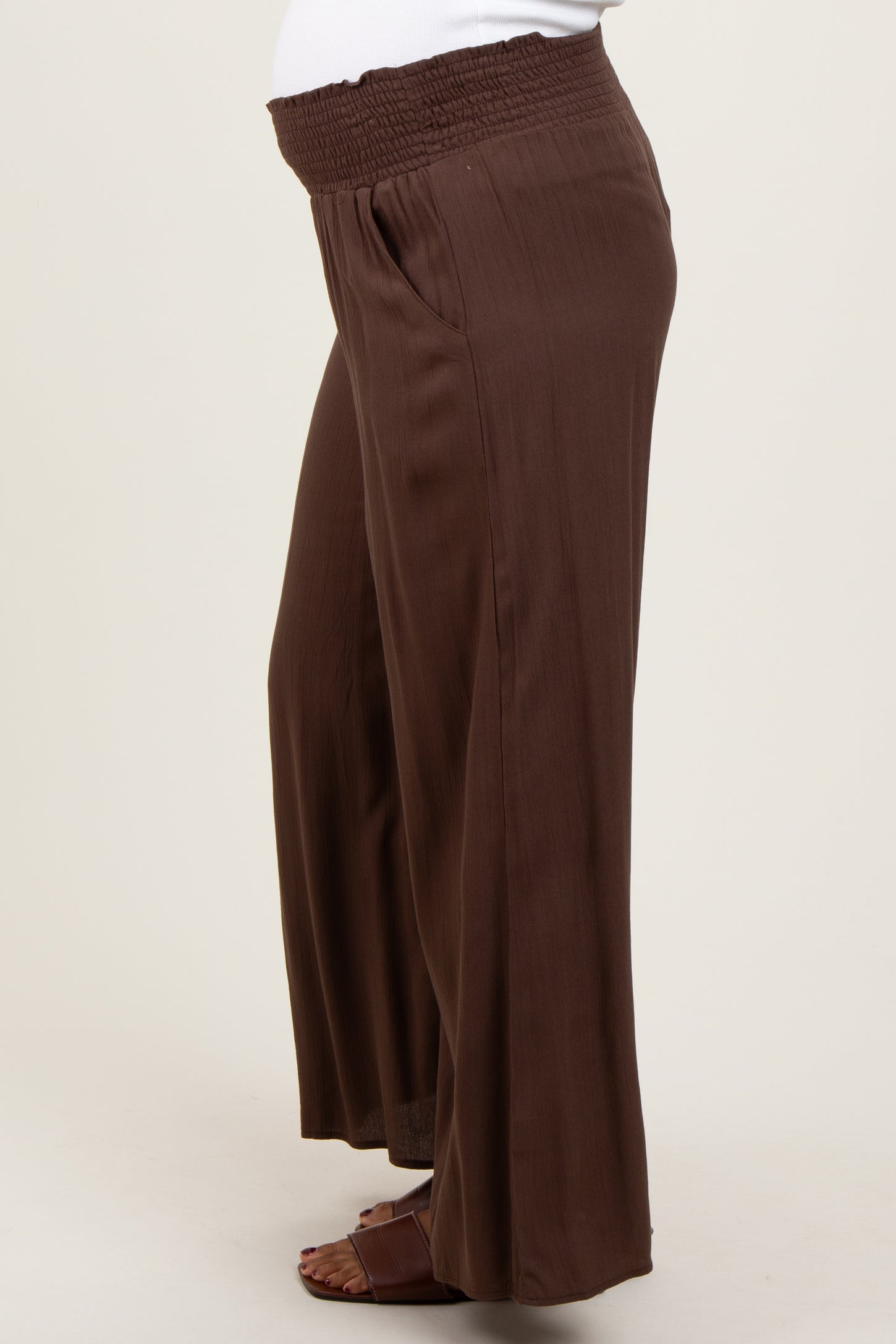 brown maternity dress pants Everyday Smocked Linen Pant | Maternity Linen Pants