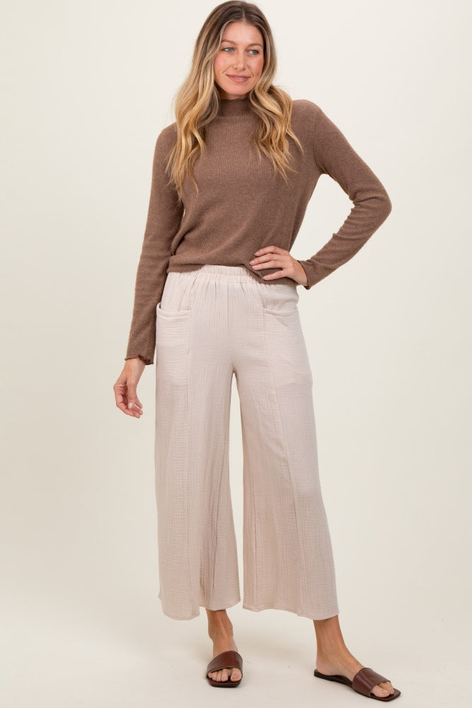 Cream Cotton Gauze Wide Leg Pants – PinkBlush