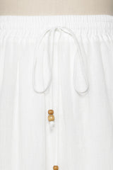 White Drawstring Tiered Maxi Skirt