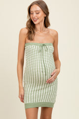 Sage Soft Color Mixed Sweater Tube Maternity Dress