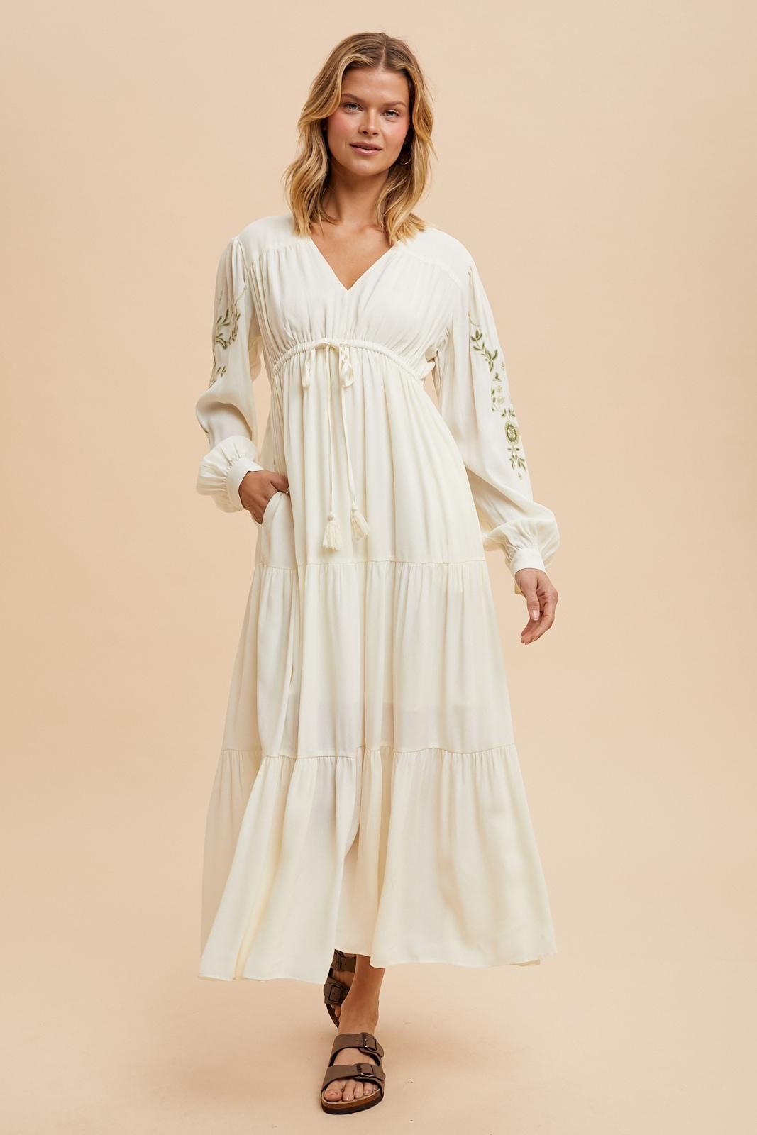 cream embroidered maxi dress ZIMMERMANN Aster Embroidered Maxi Dress | Cream