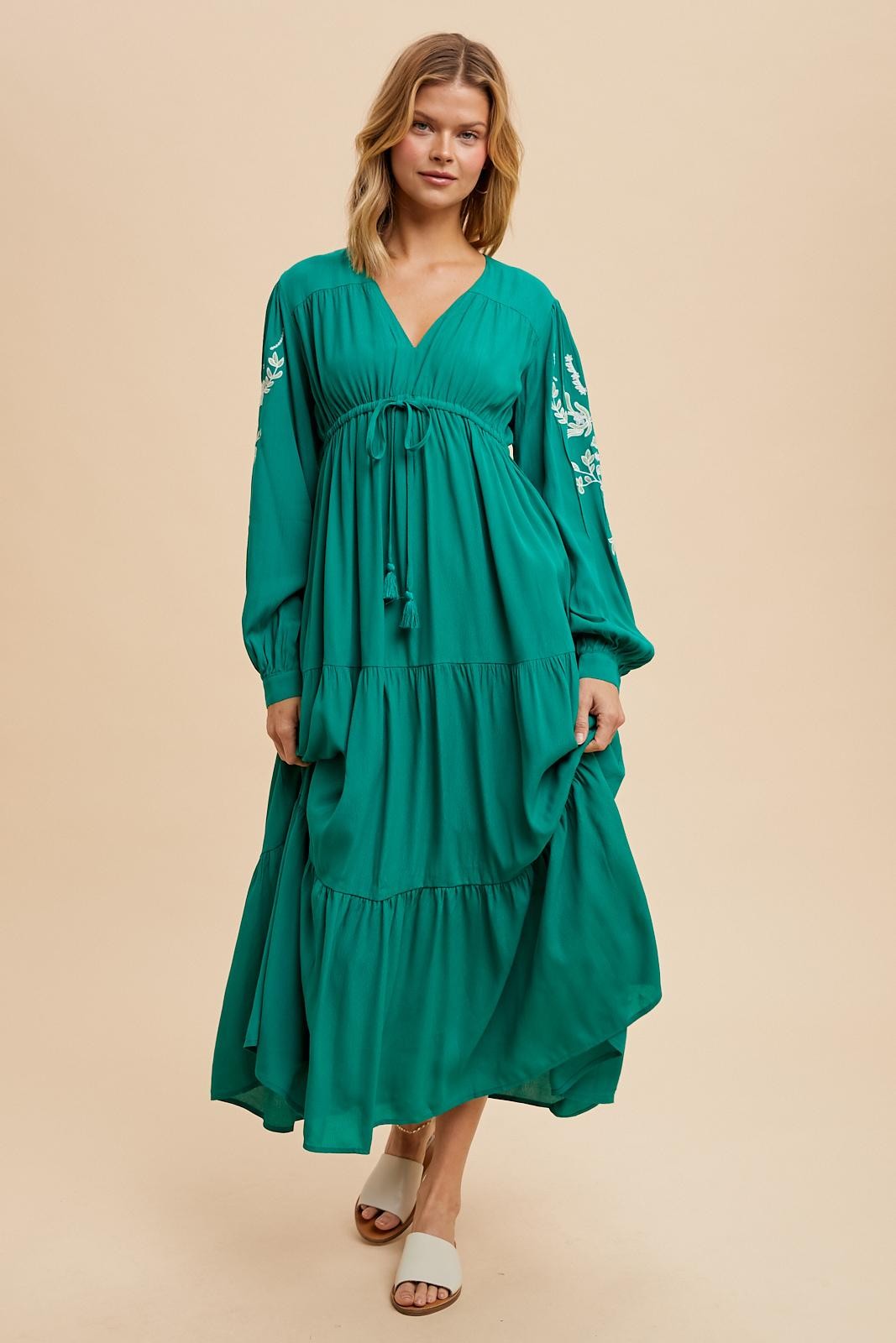 Jade Embroidered Long Sleeve Maxi Dress Jade Embroidered Long Sleeve Maxi Dress