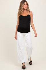 Ivory Raw Hem Wide Leg Maternity Jeans