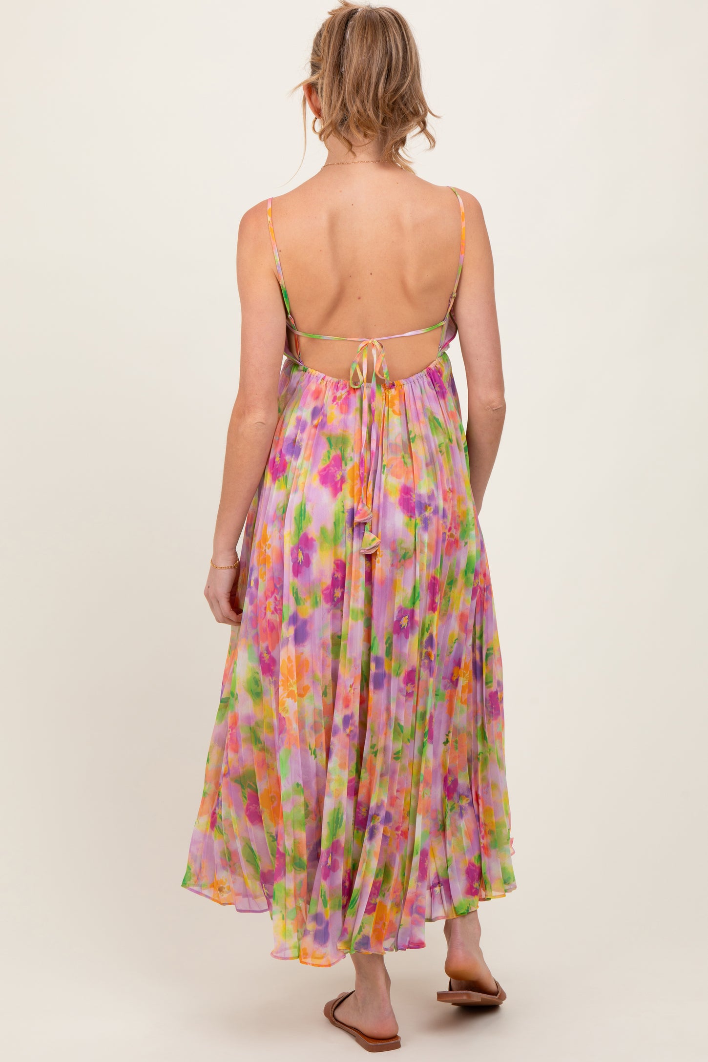 Lilac Floral Pleated Open Back Maternity Maxi Dress PinkBlush Lilac Floral Pleated Open Back Maternity Maxi Dress PinkBlush