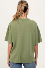 Olive Ribbed Short Sleeve Maternity Top