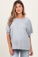 Light Grey Oversized Raw Hem Short Sleeve Maternity Tee