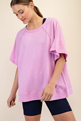 Mauve Oversized Raw Hem Short Sleeve Maternity Tee