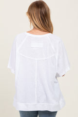 White Oversized Raw Hem Short Sleeve Tee