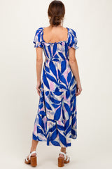 Royal Blue Blue Smocked Top Woven Tiered Dress