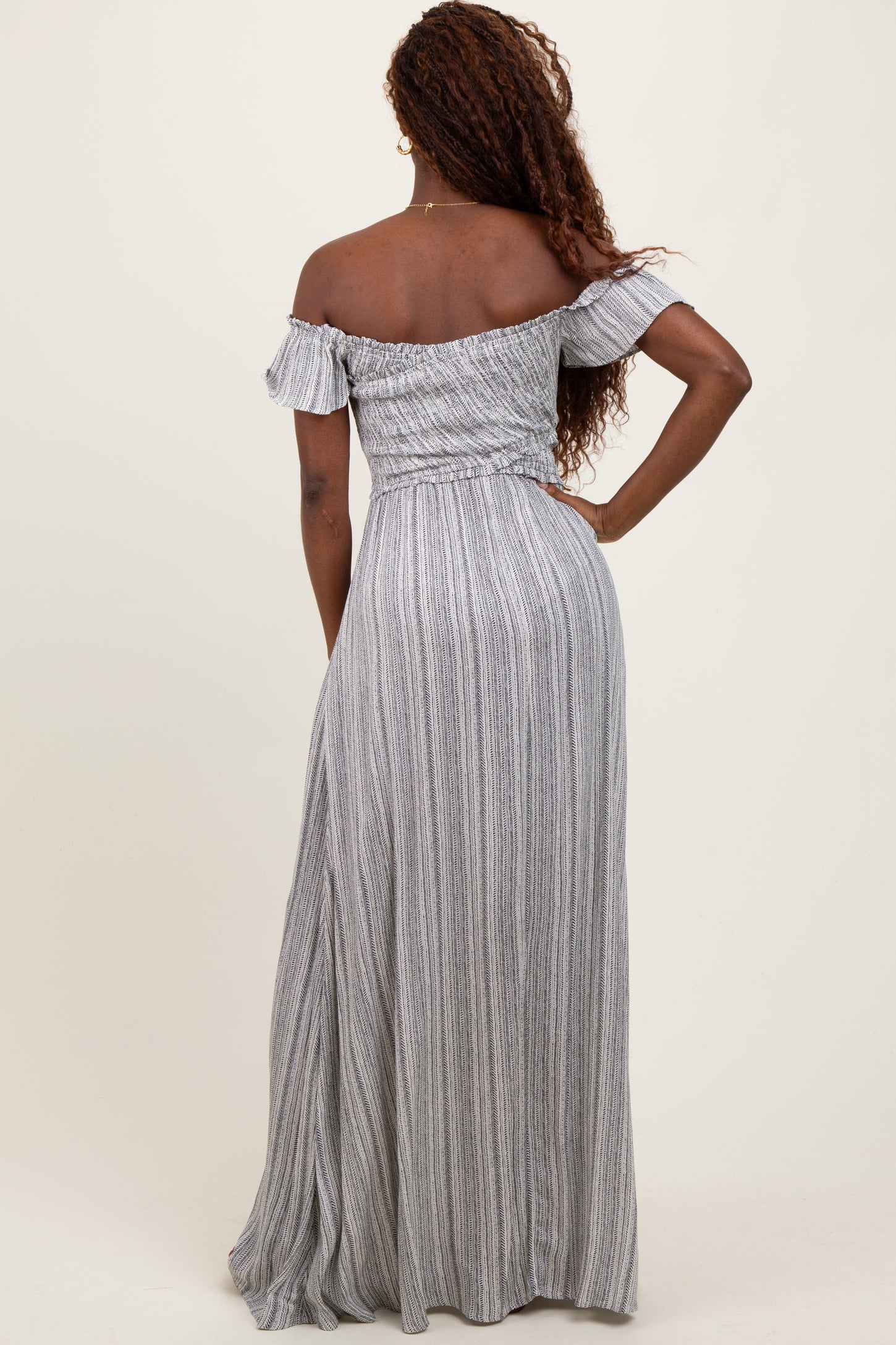 Black Smocked Top Woven Maxi Dress