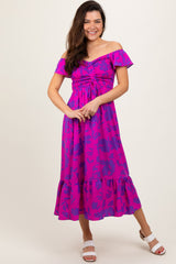 Magenta Multi Smocked Top Maxi Dress