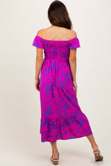 Magenta Multi Smocked Top Maxi Dress