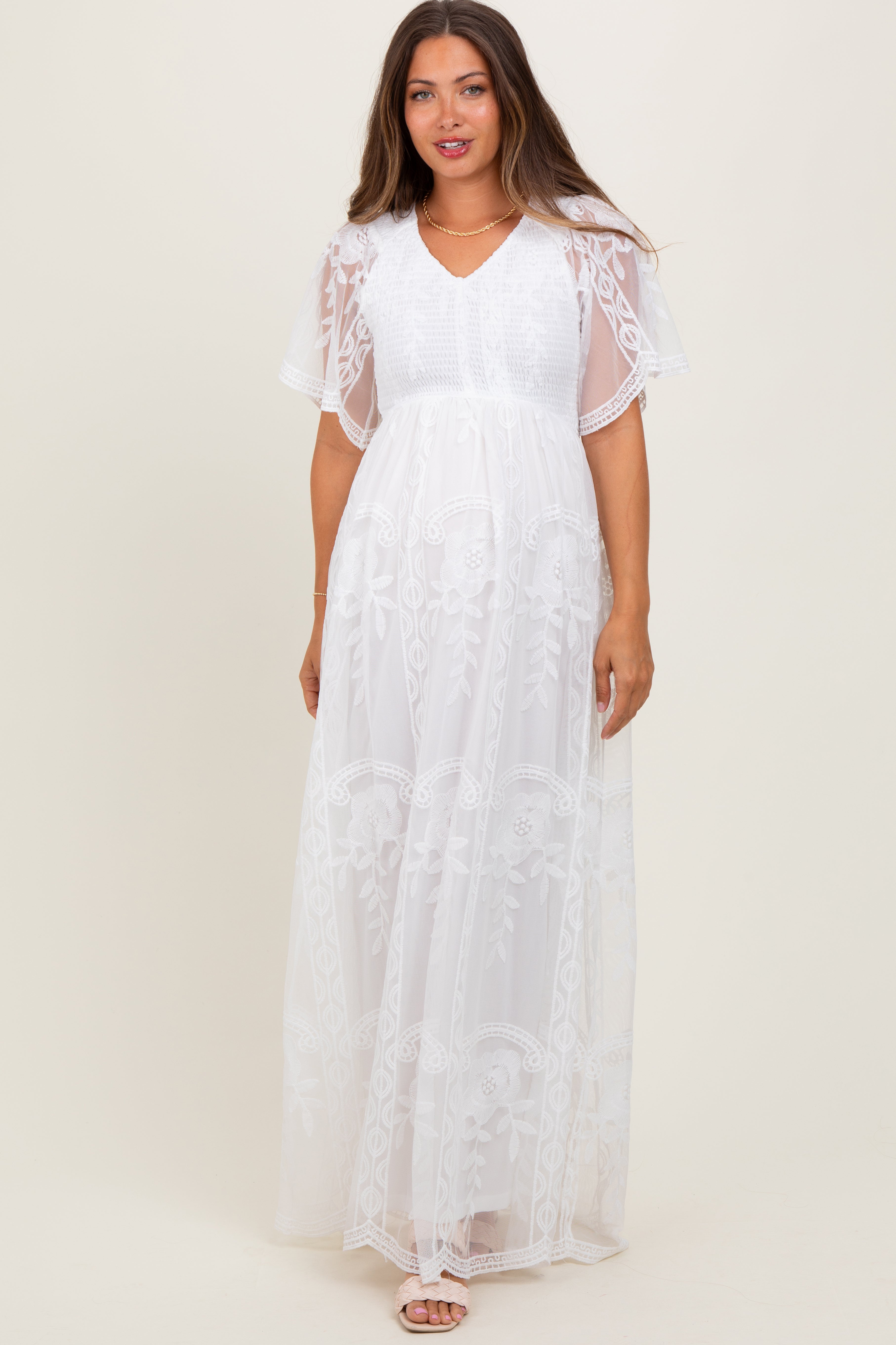 infant lace baptism dress Penelope Christening Gown & Bonnet main image 1