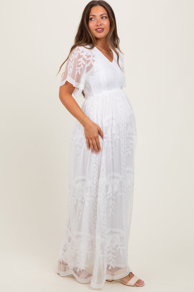 white lace bodycon maternity dress Mila Lace Dress