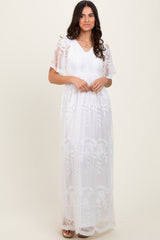 White Smocked Top Lace Maxi Dress