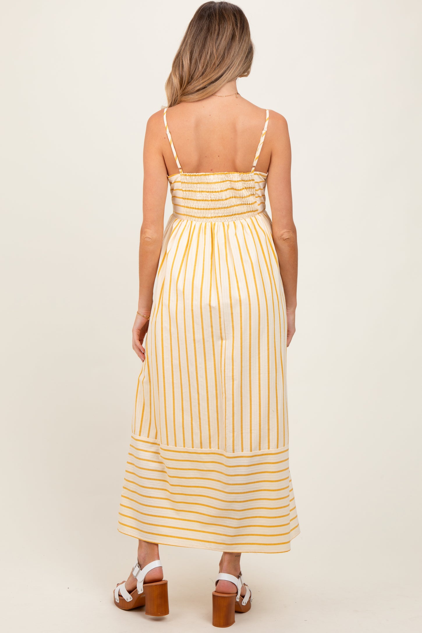 Yellow Striped Sleeveless Maternity Maxi Dress – PinkBlush