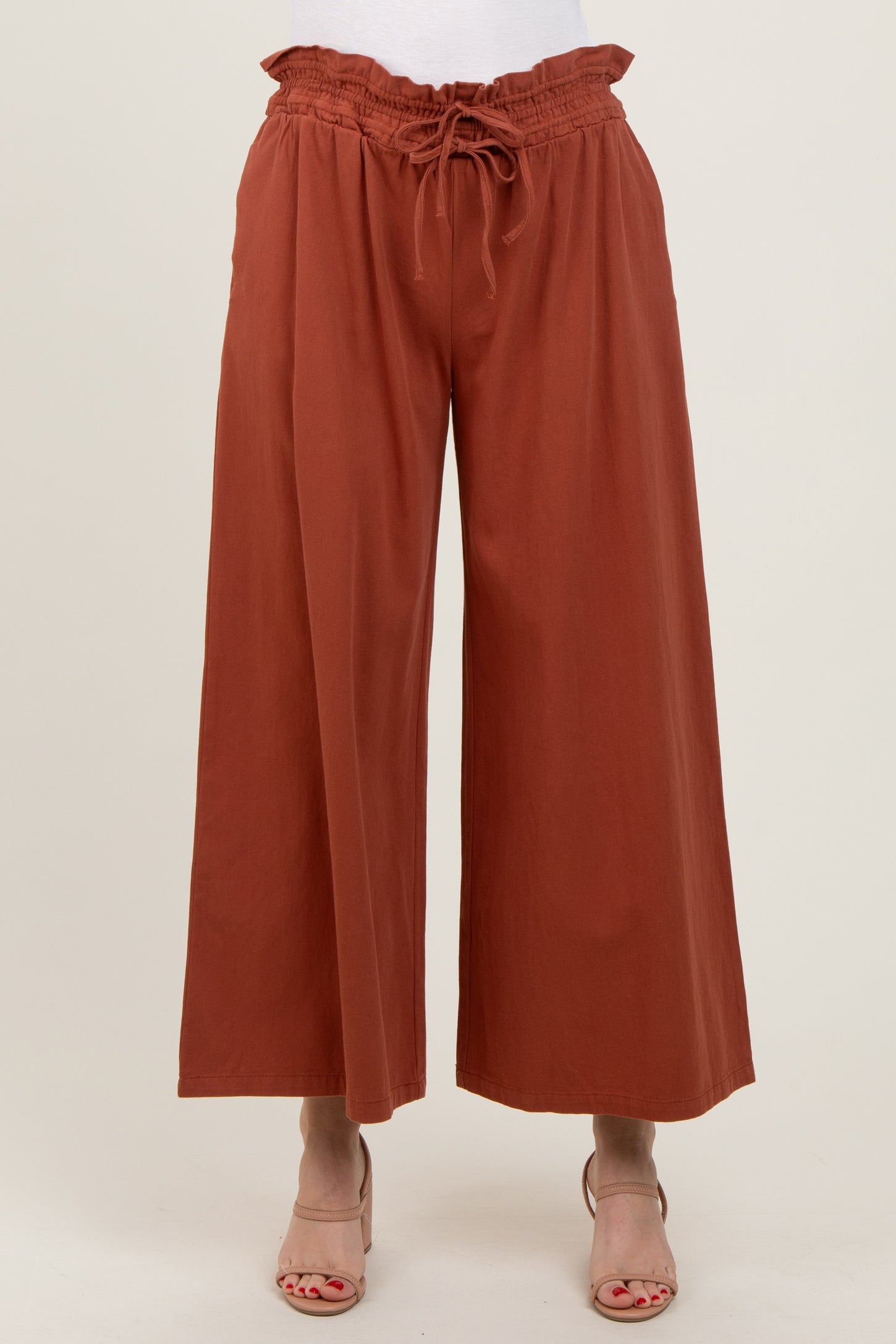 Rust Flowy Cropped Pant