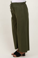 Olive Flowy Cropped Maternity Pant