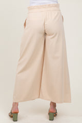 Cream Flowy Cropped Maternity Pant