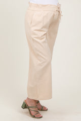 Cream Flowy Cropped Maternity Pant