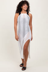 White Halter Crochet Cover Up
