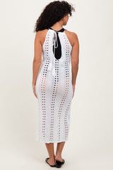 White Halter Crochet Cover Up