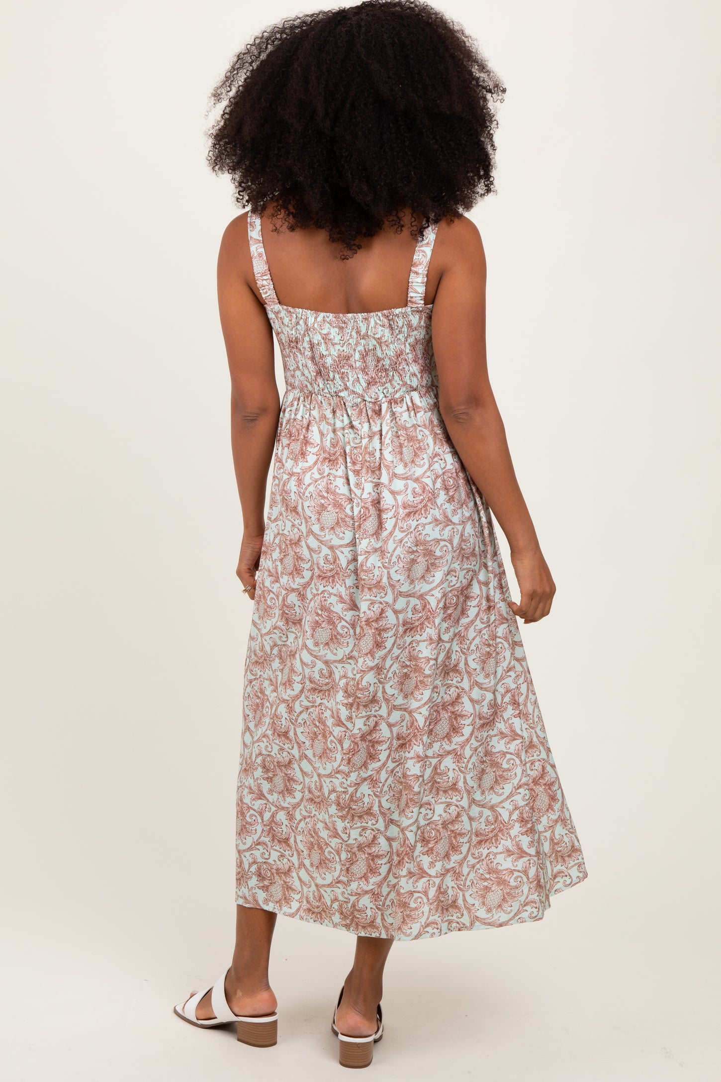 Mint Abstract Print Midi Dress