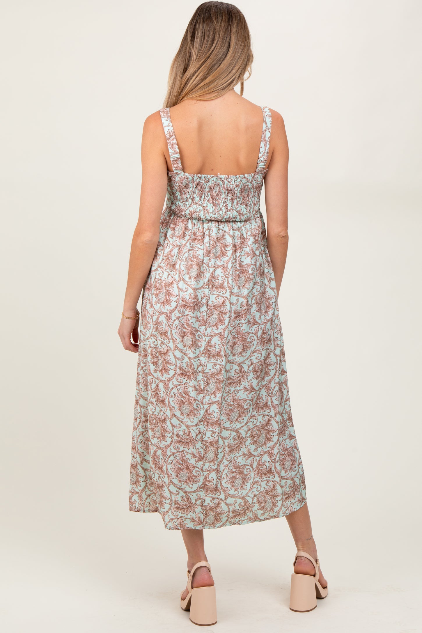 Mint Abstract Print Maternity Midi Dress