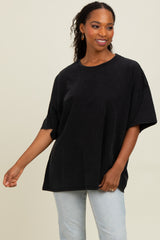 Black Mineral Washed Oversized Maternity T-Shirt