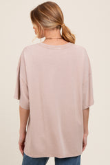 Taupe Mineral Washed Oversized Maternity T-Shirt