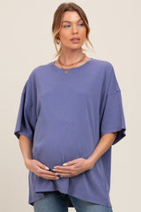 Navy Mineral Washed Oversized Maternity T-Shirt