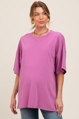 Purple Mineral Washed Oversized Maternity T-Shirt