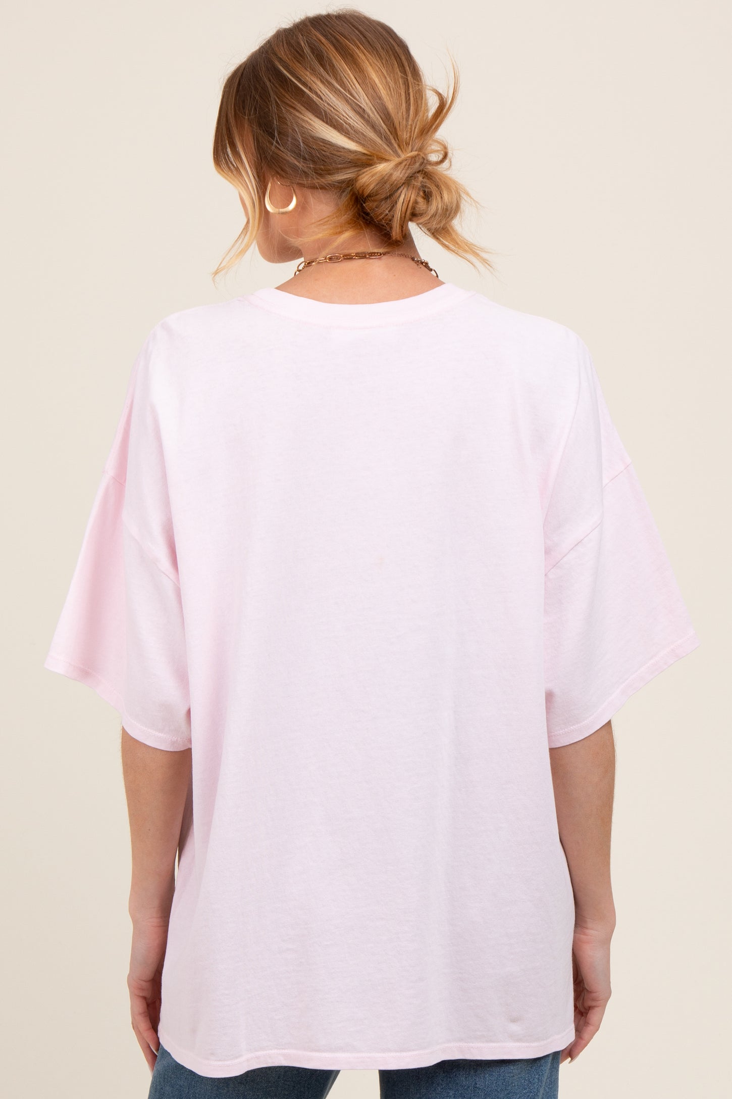 Light Pink Mineral Washed Oversized Maternity T-Shirt